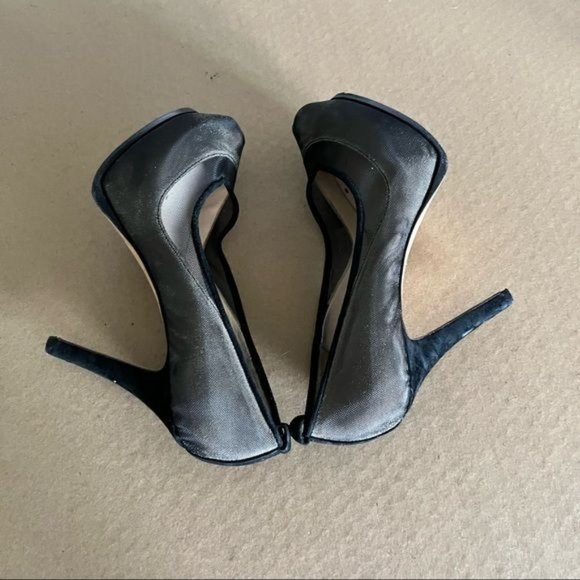 Fendi Mesh Platform Suede Heels - Picture 2 of 10